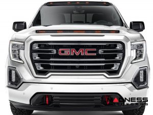 GMC Sierra 1500 Hood Shield - AVS Aeroskin Pro - Low Profile w/ Lights - White Frost Tricoat